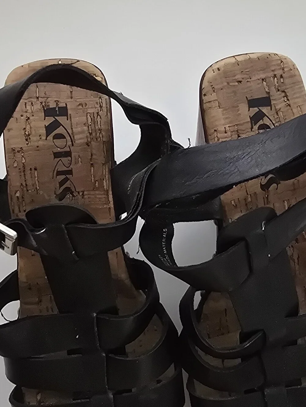 Korks Whitney Black Studded Fisherman Platform Block Heel Sandals Size 7M